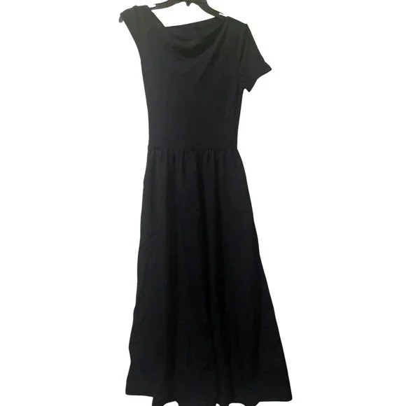 NWT Commense Women's Black Maxi Dress Short Sleeves Size Medium~Stretch Top - Picture 1 of 10